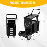 Heavy Duty 2-Tier 4 Drawers Rolling Welding Cart Portable Welder Storage Trolley with Wheels for MIG TIG ARC Welder Plasma Cutter and Welding Accessories - Fab Heavy Parts