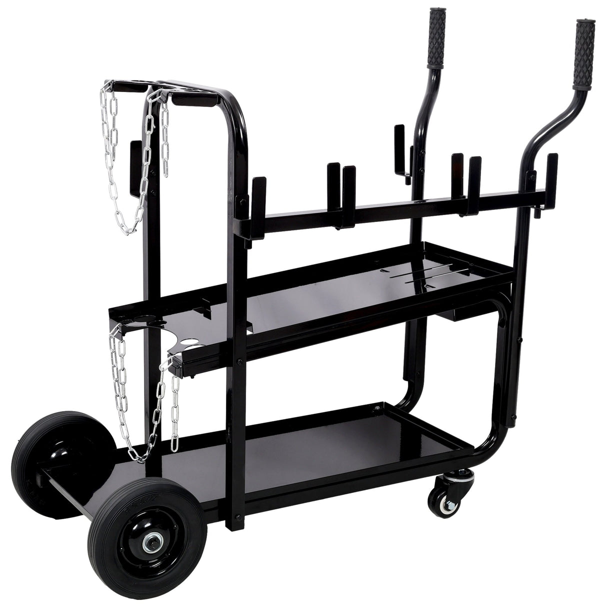 Heavy Duty 2 - Tier Rolling Welding Cart Portable Welder Storage Trolley with Wheels for MIG TIG ARC Welder Plasma Cutter and Welding Accessories - Black - Fab Heavy Parts