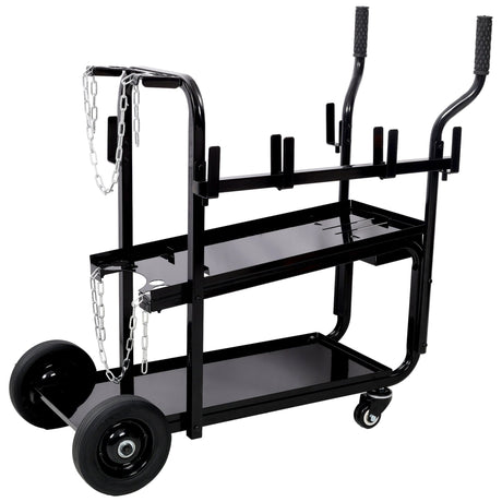 Heavy Duty 2 - Tier Rolling Welding Cart Portable Welder Storage Trolley with Wheels for MIG TIG ARC Welder Plasma Cutter and Welding Accessories - Black - Fab Heavy Parts