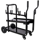 Heavy Duty 2 - Tier Rolling Welding Cart Portable Welder Storage Trolley with Wheels for MIG TIG ARC Welder Plasma Cutter and Welding Accessories - Black - Fab Heavy Parts
