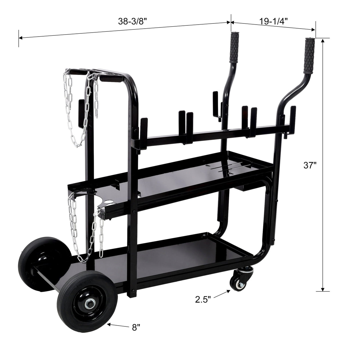 Heavy Duty 2 - Tier Rolling Welding Cart Portable Welder Storage Trolley with Wheels for MIG TIG ARC Welder Plasma Cutter and Welding Accessories - Black - Fab Heavy Parts