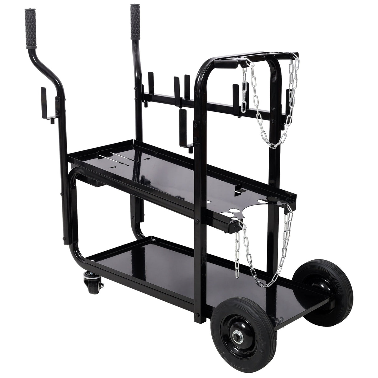 Heavy Duty 2 - Tier Rolling Welding Cart Portable Welder Storage Trolley with Wheels for MIG TIG ARC Welder Plasma Cutter and Welding Accessories - Black - Fab Heavy Parts