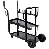 Heavy Duty 2 - Tier Rolling Welding Cart Portable Welder Storage Trolley with Wheels for MIG TIG ARC Welder Plasma Cutter and Welding Accessories - Black - Fab Heavy Parts