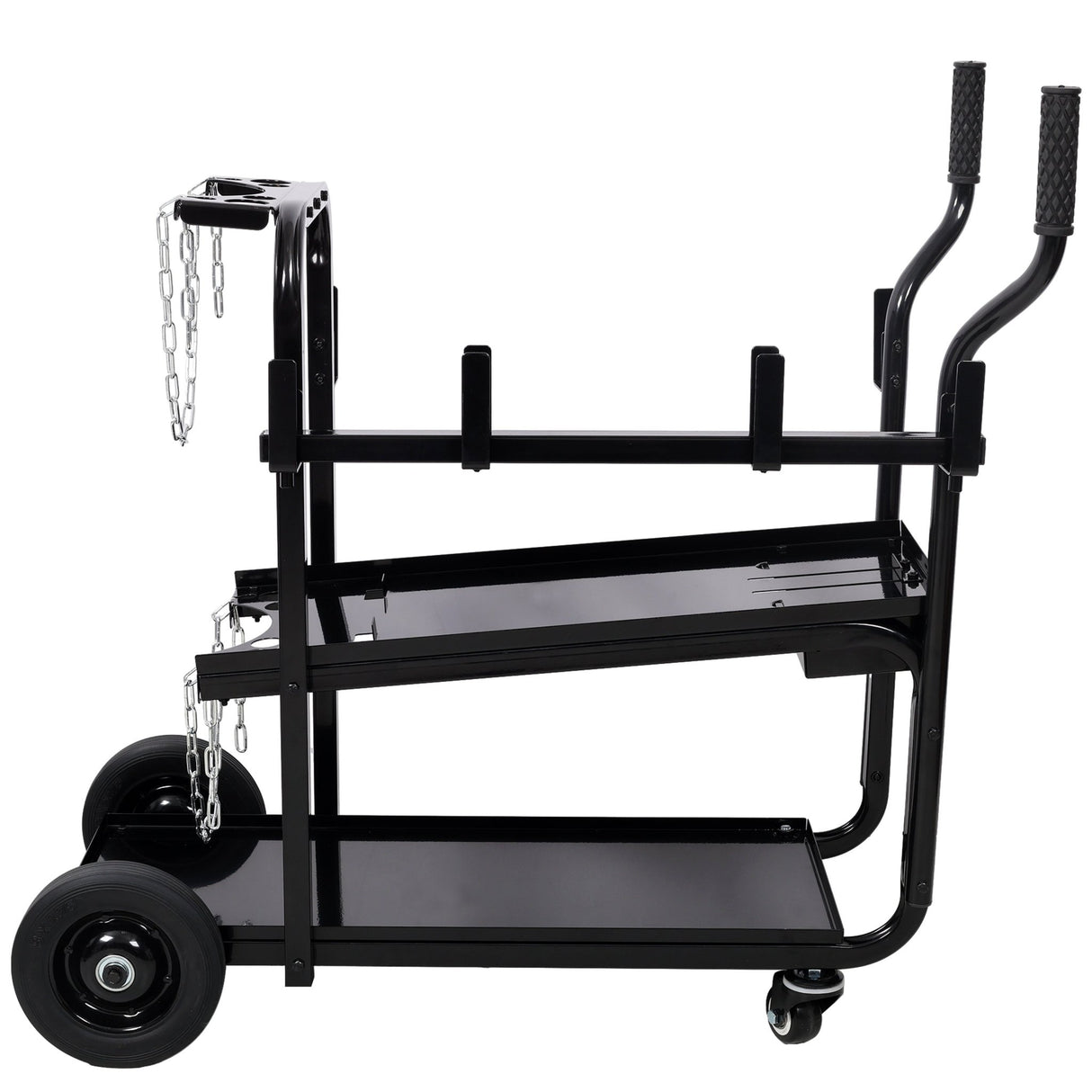 Heavy Duty 2 - Tier Rolling Welding Cart Portable Welder Storage Trolley with Wheels for MIG TIG ARC Welder Plasma Cutter and Welding Accessories - Black - Fab Heavy Parts