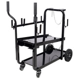 Heavy Duty 2 - Tier Rolling Welding Cart Portable Welder Storage Trolley with Wheels for MIG TIG ARC Welder Plasma Cutter and Welding Accessories - Black - Fab Heavy Parts