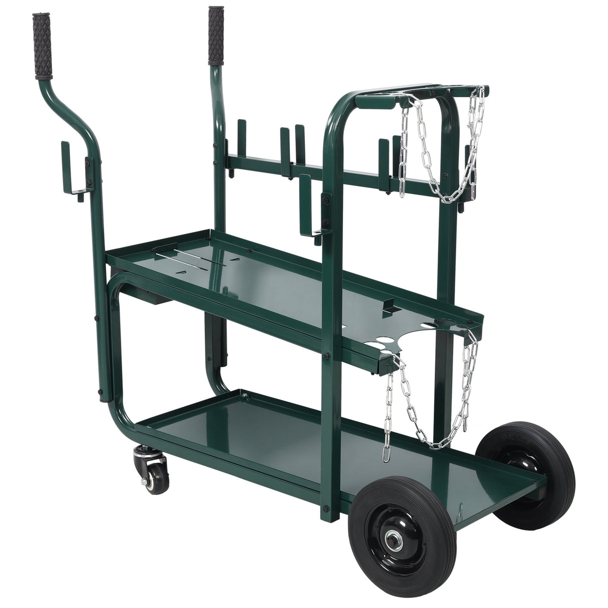 Heavy Duty 2 - Tier Rolling Welding Cart Portable Welder Storage Trolley with Wheels for MIG TIG ARC Welder Plasma Cutter and Welding Accessories - Green - Fab Heavy Parts