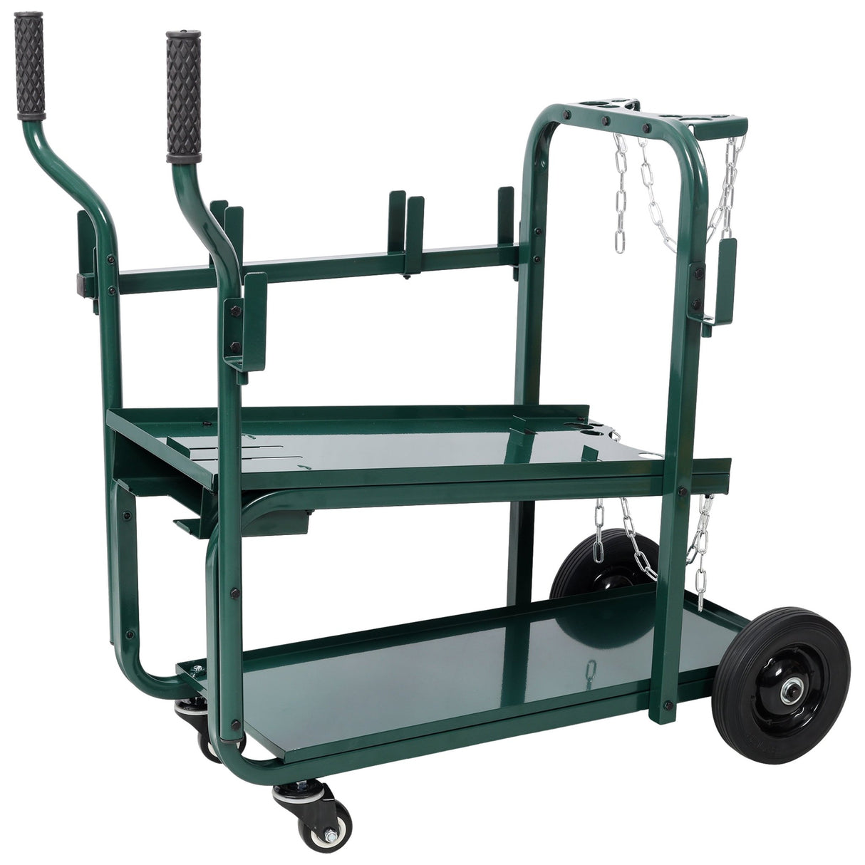 Heavy Duty 2 - Tier Rolling Welding Cart Portable Welder Storage Trolley with Wheels for MIG TIG ARC Welder Plasma Cutter and Welding Accessories - Green - Fab Heavy Parts