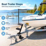 Heavy Duty 3 Step Boat Trailer Steps with Secure Handle Textured Anti-Slip Tread Steel Trailer Tongue Ladder Universal Fit for Most Boat Trailers - Fab Heavy Parts