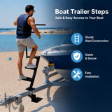 Heavy Duty 4 Step Boat Trailer Steps with Secure Handle Tread Steel Trailer Tongue Ladder Universal Fit for Most Boat Trailers - Fab Heavy Parts