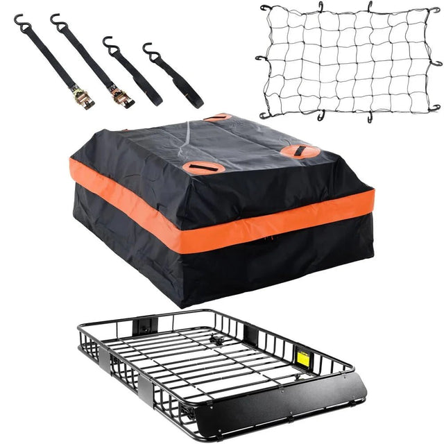 Heavy Duty 64"x 39" Roof Rack Rooftop Cargo Carrier Basket with Waterproof Bag Tie Down Strap & Net, Car Top Luggage Holder for SUV, 200lbs Capacity - Fab Heavy Parts