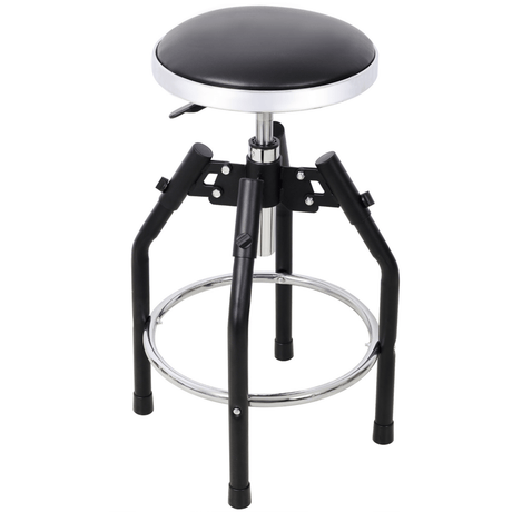 Heavy Duty Adjustable Hydraulic Shop Stool Adjustable Mechanic Stool Foot Rest Stool 360° Swivel - Black - Fab Heavy Parts