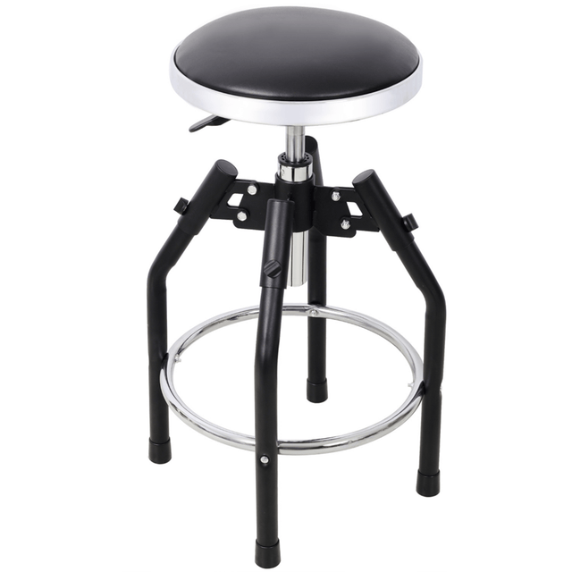 Heavy Duty Adjustable Hydraulic Shop Stool Adjustable Mechanic Stool Foot Rest Stool 360° Swivel - Black - Fab Heavy Parts