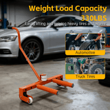 Heavy Duty Adjustable Tire Wheel Dolly 330 Lbs Capacity - Orange - Fab Heavy Parts