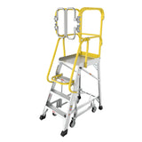 Heavy - Duty Aluminum 4 Step Rolling Platform Ladder with 375lbs Capacity - Fab Heavy Parts