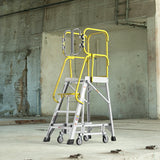Heavy - Duty Aluminum 4 Step Rolling Platform Ladder with 375lbs Capacity - Fab Heavy Parts