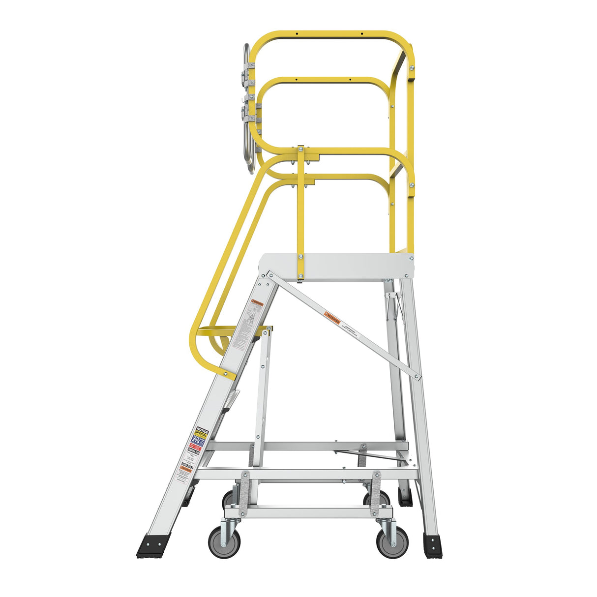 Heavy - Duty Aluminum 4 Step Rolling Platform Ladder with 375lbs Capacity - Fab Heavy Parts