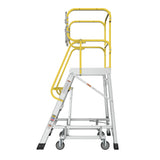 Heavy - Duty Aluminum 4 Step Rolling Platform Ladder with 375lbs Capacity - Fab Heavy Parts