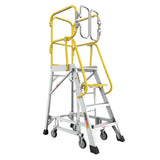 Heavy - Duty Aluminum 4 Step Rolling Platform Ladder with 375lbs Capacity - Fab Heavy Parts