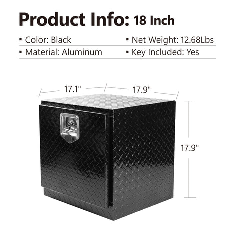 Heavy Duty Aluminum Diamond Plate Tool Underbody Box Waterproof with T - Handle Lock and Keys 17.9"×17.1"×17.9" - Fab Heavy Parts
