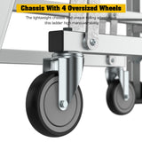 Heavy - Duty Aluminum Rolling Platform Ladder with 5 Steps 375lbs Capacity 50.80 x 28.40 x 89.70 inches - Fab Heavy Parts