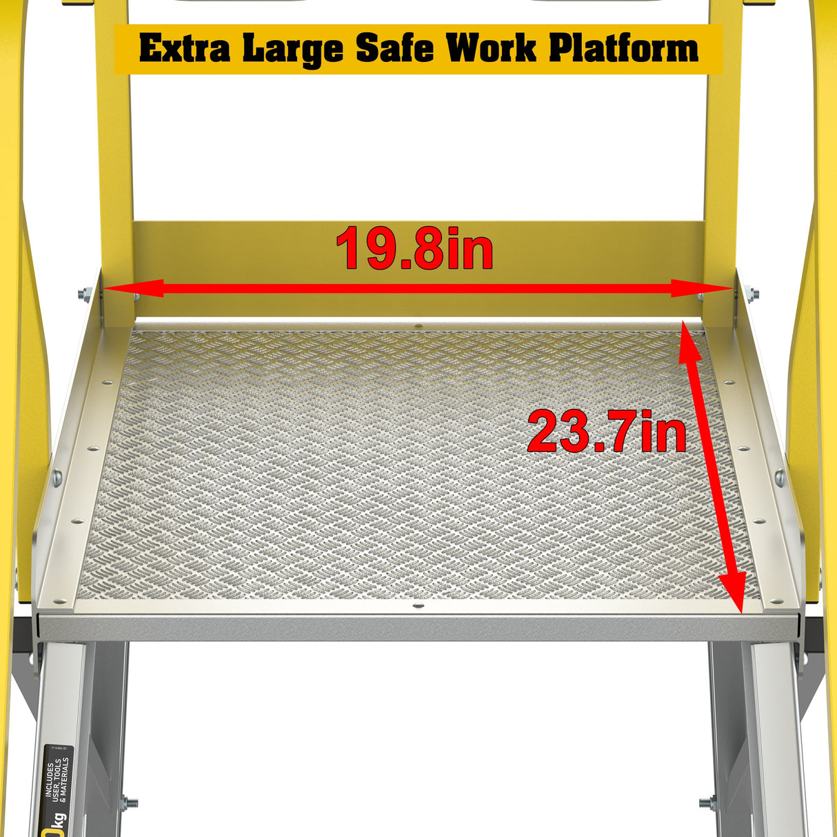 Heavy - Duty Aluminum Rolling Platform Ladder with 5 Steps 375lbs Capacity 50.80 x 28.40 x 89.70 inches - Fab Heavy Parts