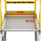 Heavy - Duty Aluminum Rolling Platform Ladder with 5 Steps 375lbs Capacity 50.80 x 28.40 x 89.70 inches - Fab Heavy Parts