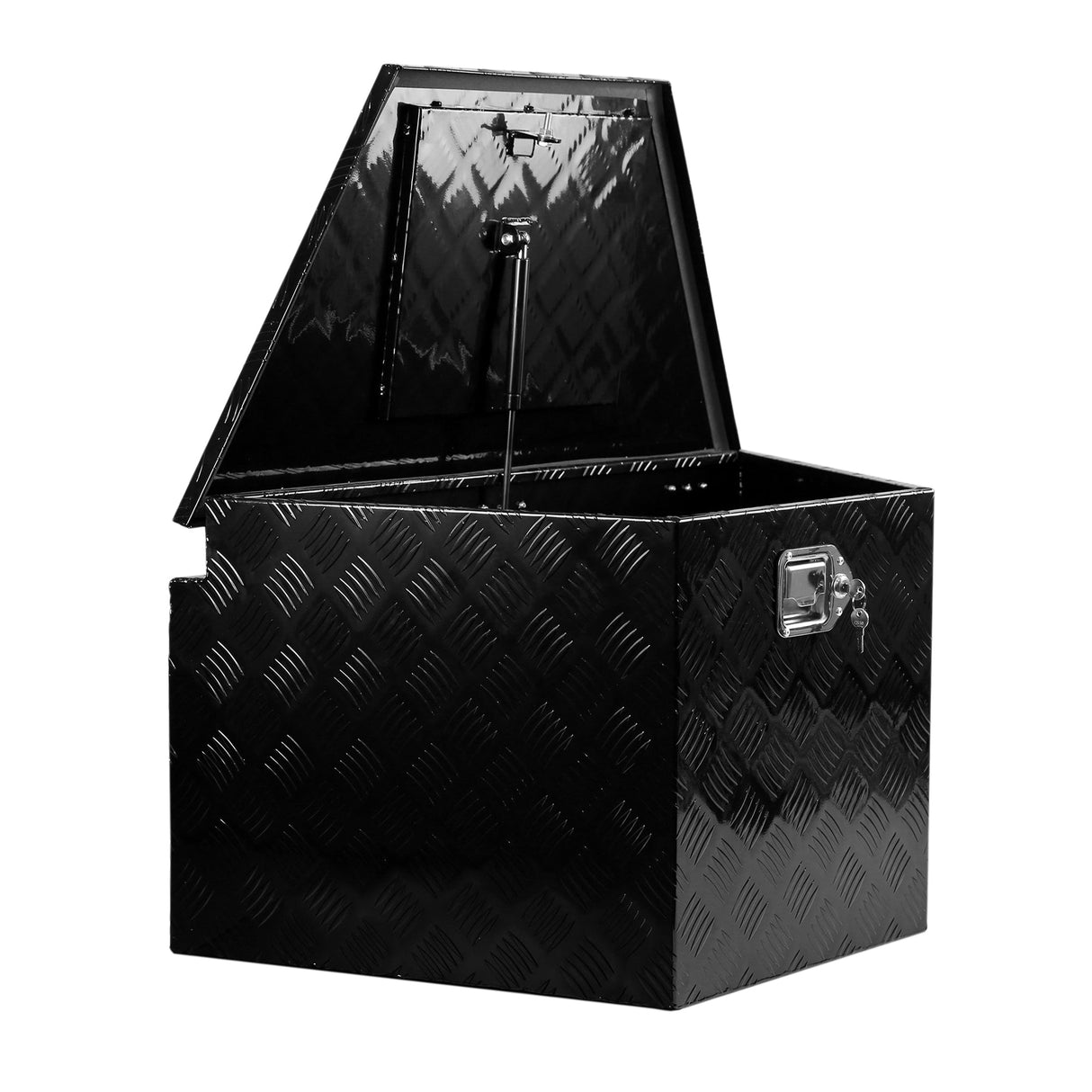 Heavy Duty Diamond Plate Aluminum Trailer Tongue Box with Seal Lock & Keys Black 32.5"x20.5"x18.3" - Fab Heavy Parts