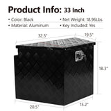 Heavy Duty Diamond Plate Aluminum Trailer Tongue Box with Seal Lock & Keys Black 32.5"x20.5"x18.3" - Fab Heavy Parts