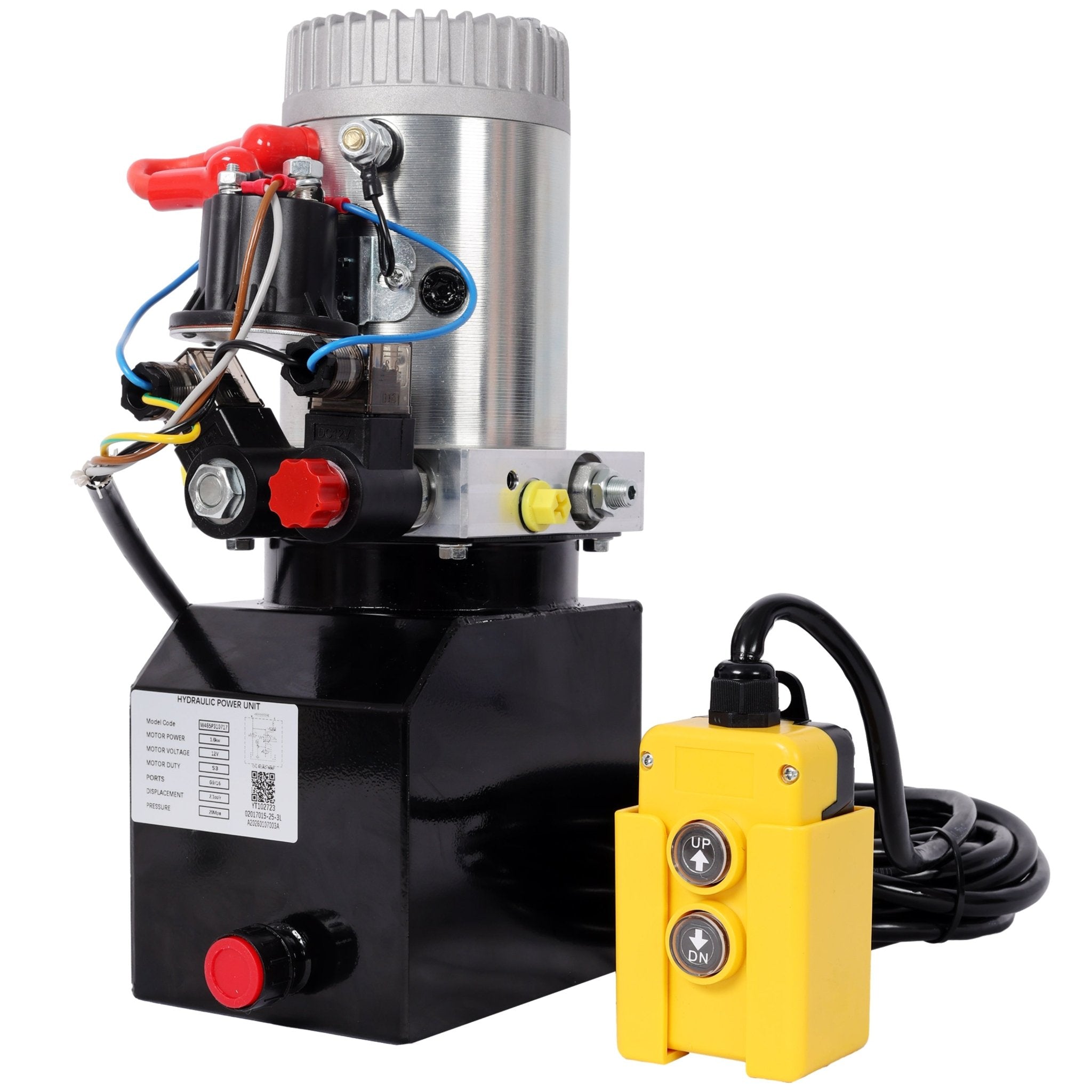 Heavy Duty Double Acting 12V DC Hydraulic Power Unit 3 Quart Steel Tank Hydraulic Pump for Dump Trailers Aerial Platforms and Industrial Lifting Applications with Remote Control - Fab Heavy Parts