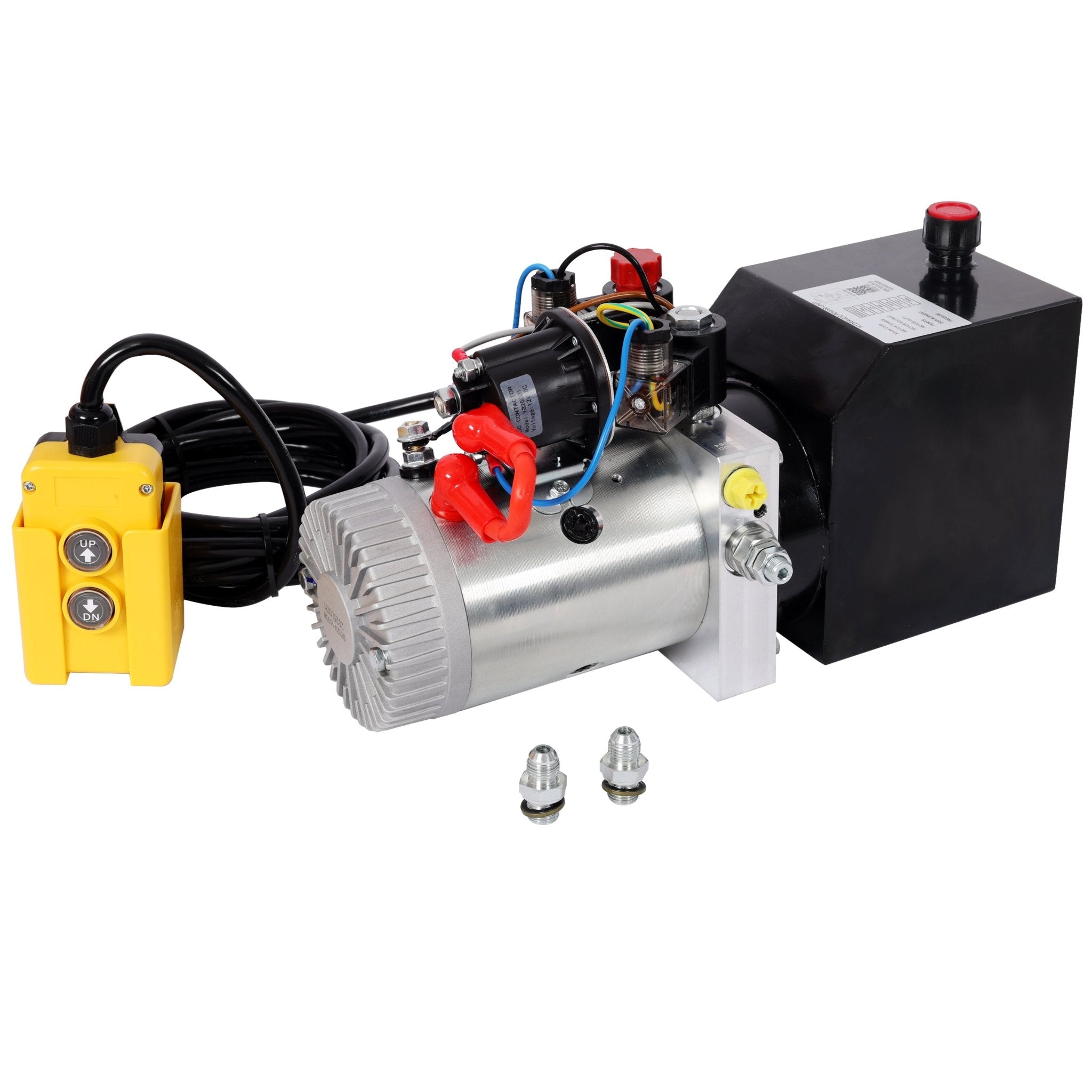 Heavy Duty Double Acting 12V DC Hydraulic Power Unit 3 Quart Steel Tank Hydraulic Pump for Dump Trailers Aerial Platforms and Industrial Lifting Applications with Remote Control - Fab Heavy Parts