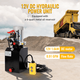 Heavy Duty Double Acting 12V DC Hydraulic Power Unit 6 Quart Steel Tank, Hydraulic Pump for Dump Trailers Aerial Platforms and Industrial Lifting Application with Remote Control - Fab Heavy Parts