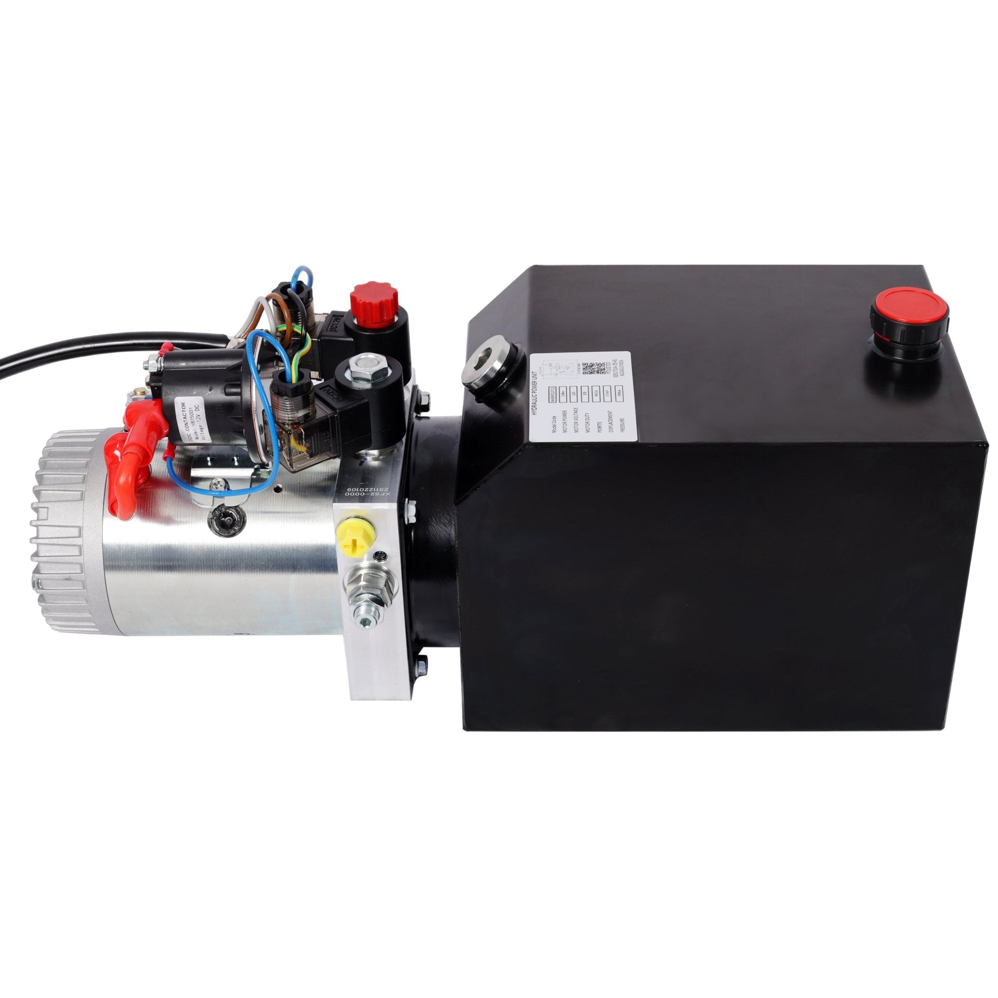 Heavy Duty Double Acting 12V DC Hydraulic Power Unit 6 Quart Steel Tank, Hydraulic Pump for Dump Trailers Aerial Platforms and Industrial Lifting Application with Remote Control - Fab Heavy Parts