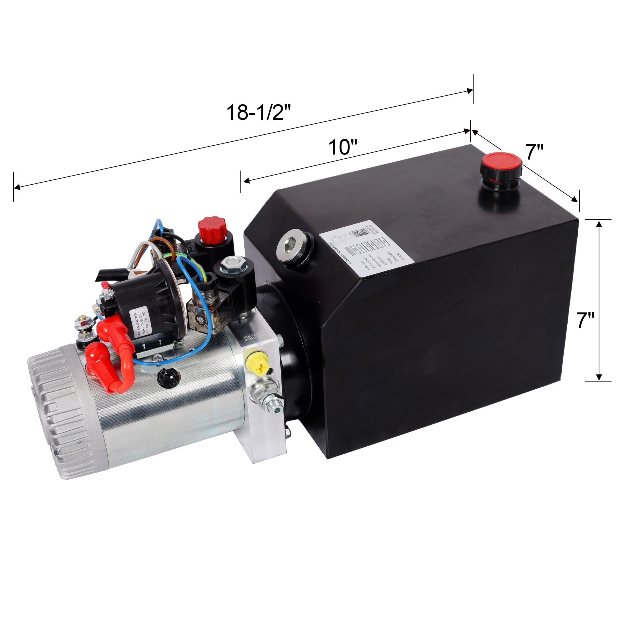 Heavy Duty Double Acting 12V DC Hydraulic Power Unit 6 Quart Steel Tank, Hydraulic Pump for Dump Trailers Aerial Platforms and Industrial Lifting Application with Remote Control - Fab Heavy Parts