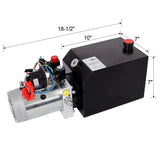 Heavy Duty Double Acting 12V DC Hydraulic Power Unit 6 Quart Steel Tank, Hydraulic Pump for Dump Trailers Aerial Platforms and Industrial Lifting Application with Remote Control - Fab Heavy Parts