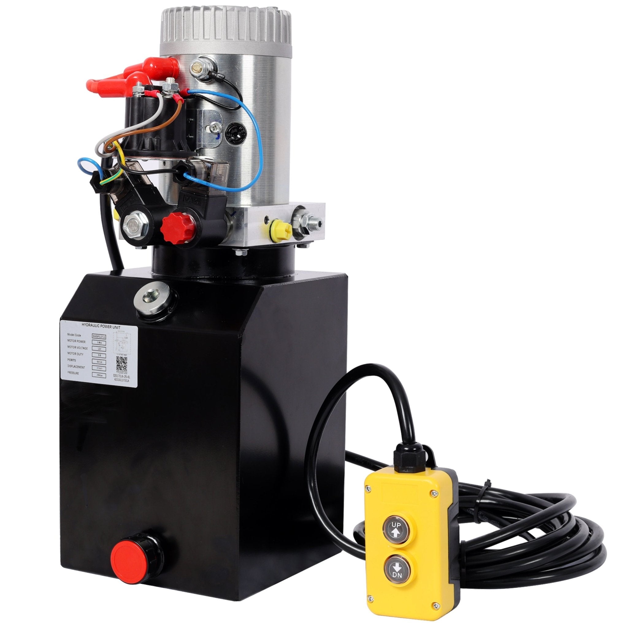 Heavy Duty Double Acting 12V DC Hydraulic Power Unit 6 Quart Steel Tank, Hydraulic Pump for Dump Trailers Aerial Platforms and Industrial Lifting Application with Remote Control - Fab Heavy Parts