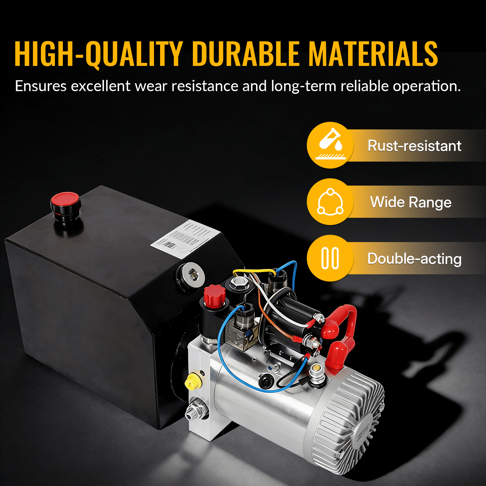 Heavy Duty Double Acting 12V DC Hydraulic Power Unit 6 Quart Steel Tank, Hydraulic Pump for Dump Trailers Aerial Platforms and Industrial Lifting Application with Remote Control - Fab Heavy Parts