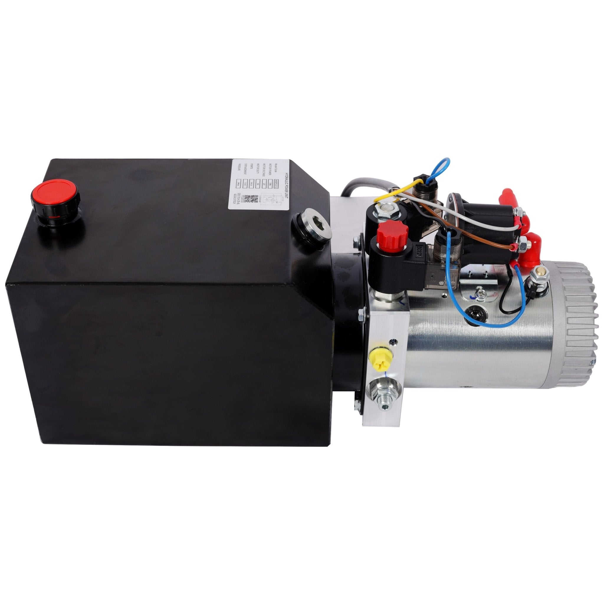 Heavy Duty Double Acting 12V DC Hydraulic Power Unit 6 Quart Steel Tank, Hydraulic Pump for Dump Trailers Aerial Platforms and Industrial Lifting Application with Remote Control - Fab Heavy Parts
