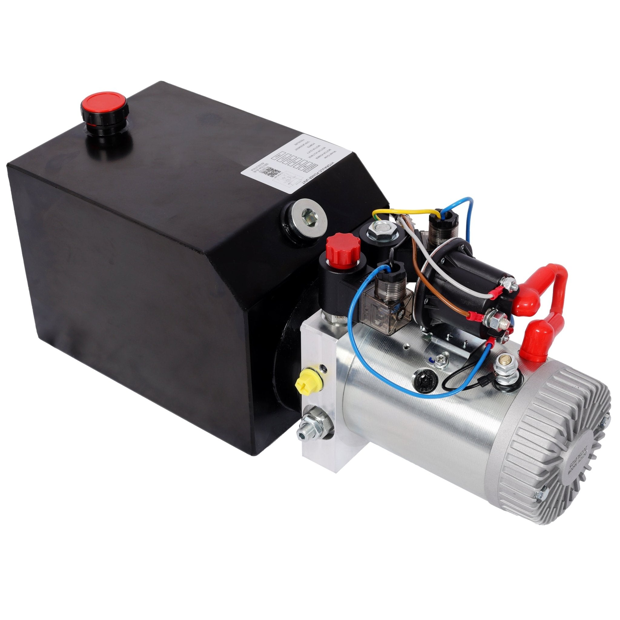 Heavy Duty Double Acting 12V DC Hydraulic Power Unit 6 Quart Steel Tank, Hydraulic Pump for Dump Trailers Aerial Platforms and Industrial Lifting Application with Remote Control - Fab Heavy Parts
