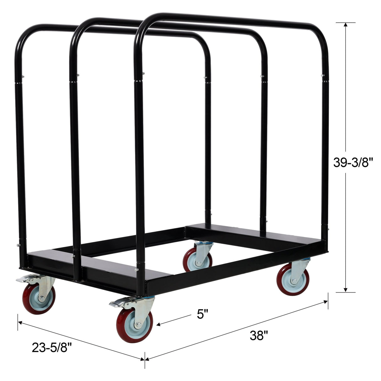 Heavy Duty Drywall Sheet Cart & Panel Dolly 1500 lbs Capacity 3 Side Handrails - Black - Fab Heavy Parts