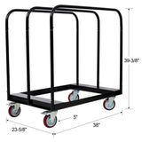 Heavy Duty Drywall Sheet Cart & Panel Dolly 1500 lbs Capacity 3 Side Handrails - Black - Fab Heavy Parts