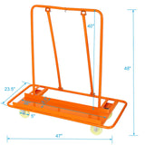 Heavy Duty Drywall Sheet Cart & Panel Dolly 1600lbs Load Capacity Casters with Brake - Orange - Fab Heavy Parts