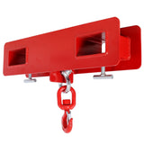 Heavy Duty Forklift Mobile Crane Attachment 4400 LBS Load Capacity Fork Lifting Hoist with Safety Hook & Dual Large T-Bolts - Red - Fab Heavy Parts