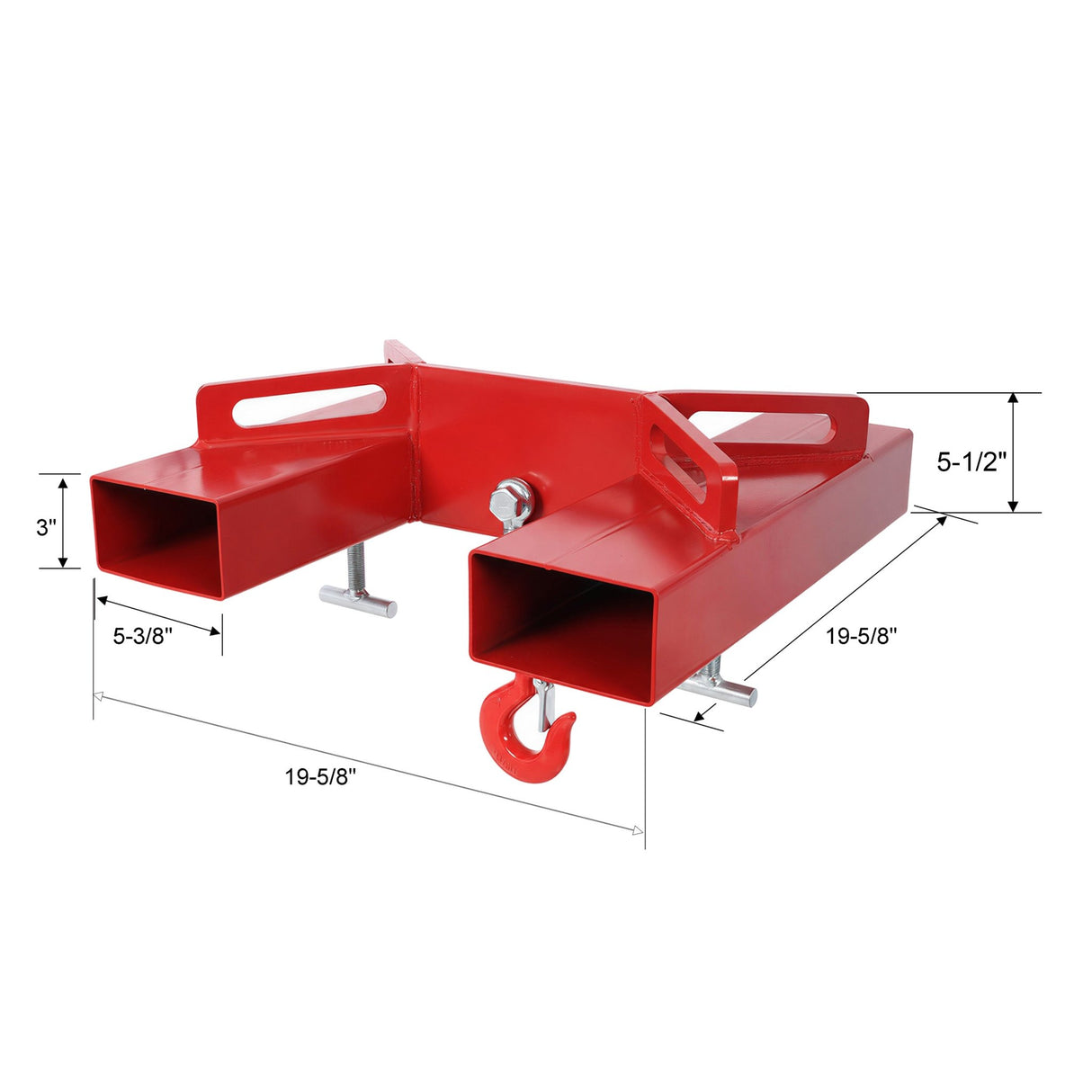 Heavy Duty Forklift Mobile Crane Attachment 6600 LBS Load Capacity Fork Lifting Hoist with Safety Hook & Dual Large T-Bolts - Fab Heavy Parts
