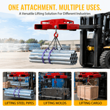 Heavy Duty Forklift Mobile Crane Attachment 6600 LBS Load Capacity Fork Lifting Hoist with Safety Hook & Dual Large T-Bolts - Fab Heavy Parts
