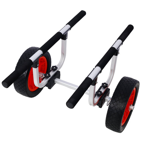 Heavy Duty Kayak Cart Width Adjustable Canoe with 12inch Flatfree Beach Wheels Boat Dolly Trolley with Airless - Fab Heavy Parts