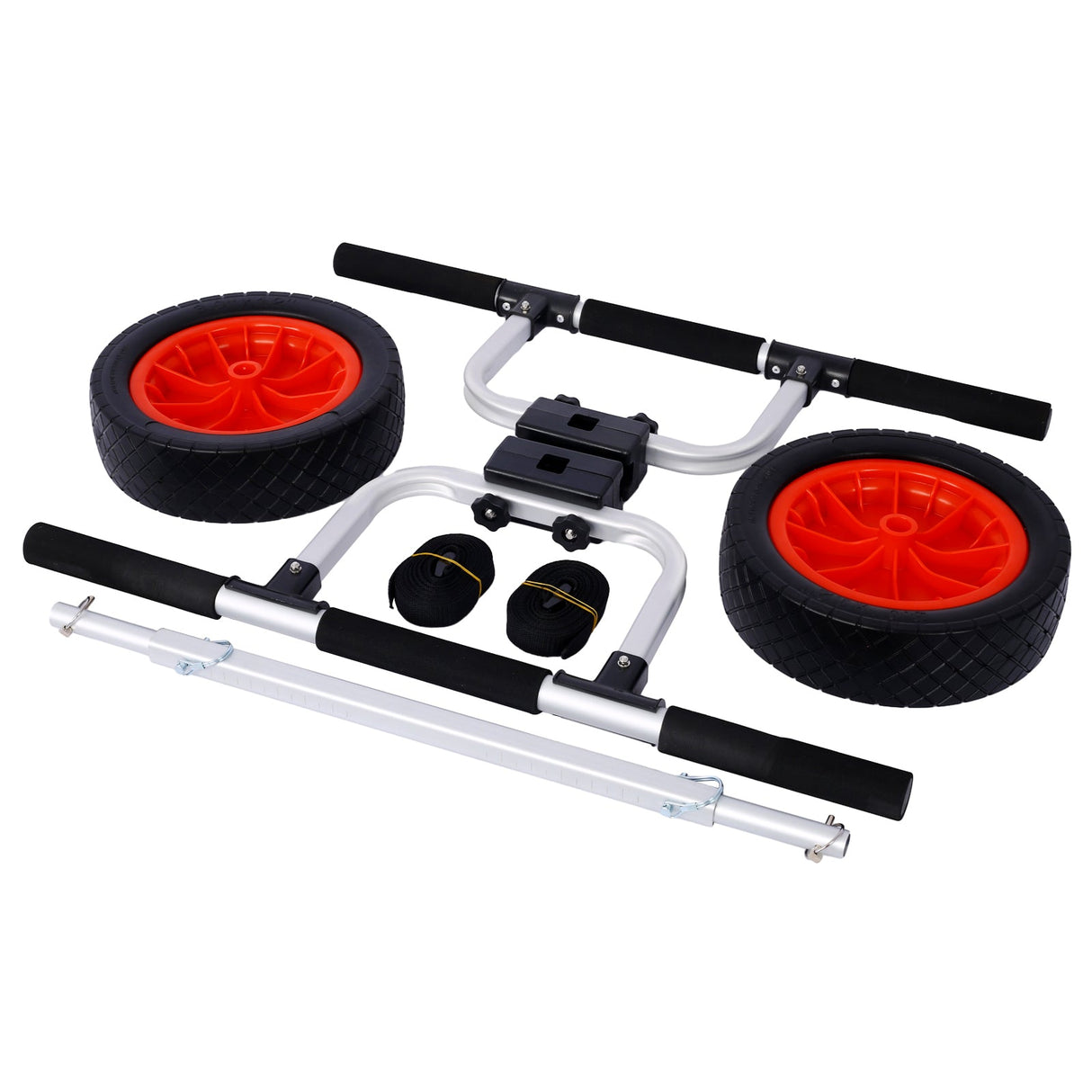 Heavy Duty Kayak Cart Width Adjustable Canoe with 12inch Flatfree Beach Wheels Boat Dolly Trolley with Airless - Fab Heavy Parts