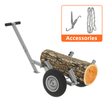 Heavy Duty Log Dolly with 16" Pneumatic Tires 460 lbs Capacity Fits Logs up to 20" Diameter Steel Frame Log Hauler with 7 ft Chain & Strap for Firewood & Forestry Transport - Fab Heavy Parts