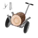 Heavy Duty Log Dolly with 16" Pneumatic Tires 460 lbs Capacity Fits Logs up to 20" Diameter Steel Frame Log Hauler with 7 ft Chain & Strap for Firewood & Forestry Transport - Fab Heavy Parts