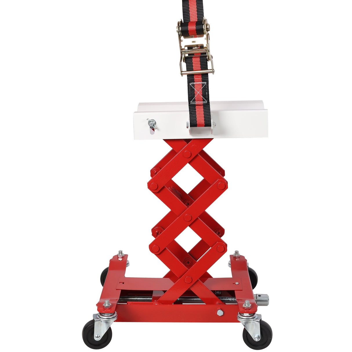 Heavy - Duty Low Lift Transmission Jack with Nylon Safety Strap Steel 450 Lbs Capacity - Fab Heavy Parts