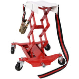 Heavy - Duty Low Lift Transmission Jack with Nylon Safety Strap Steel 450 Lbs Capacity - Fab Heavy Parts